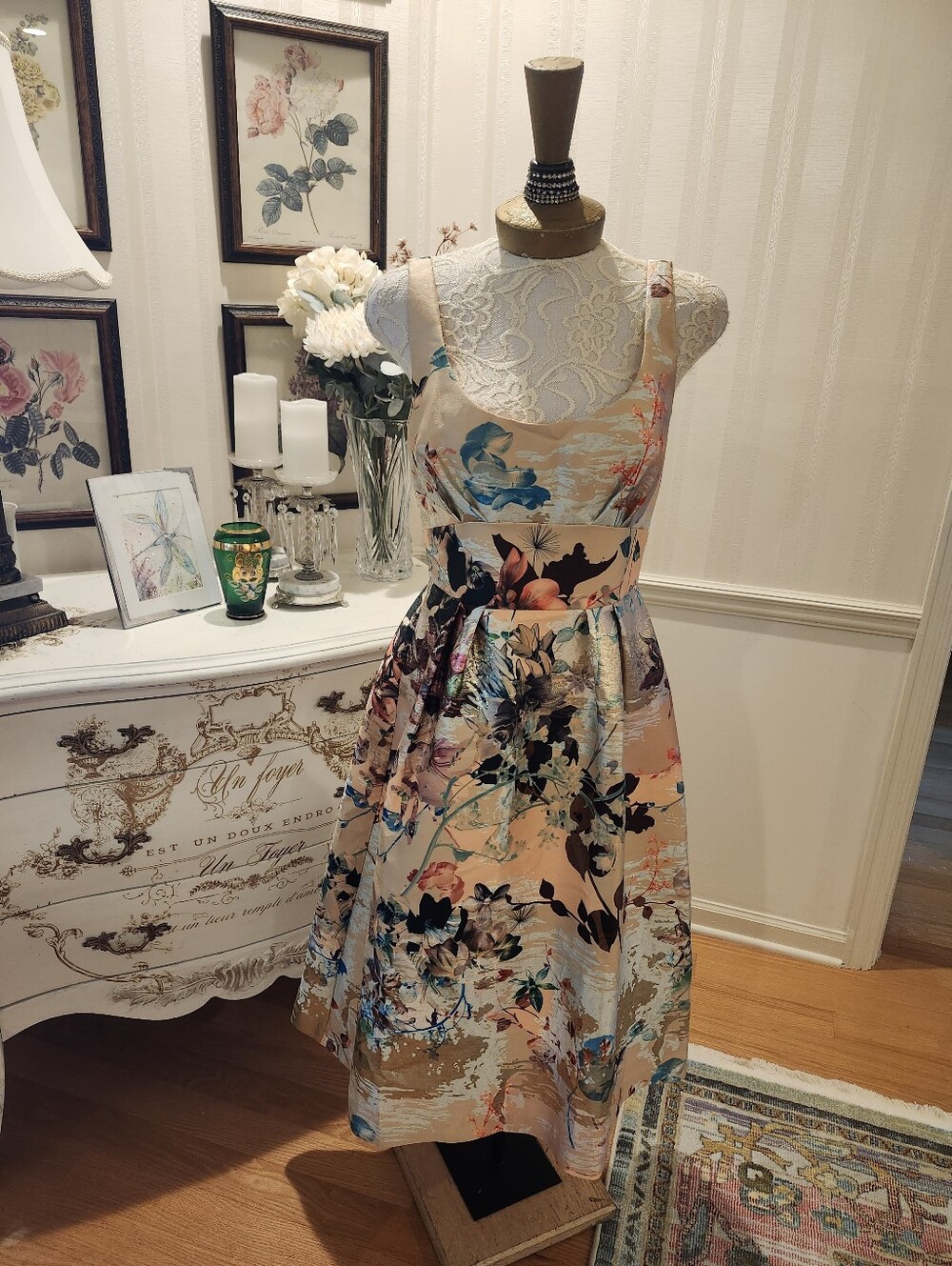 Platinum Laundry Shelly Segal Floral Fit Flare Dress NWT 8 Retail $898